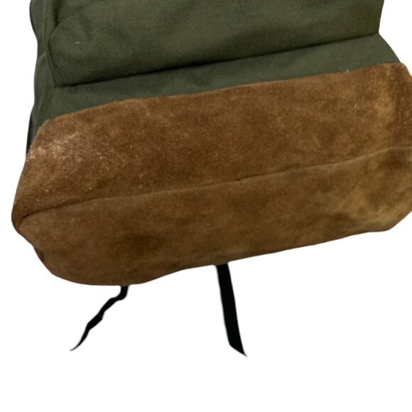 Vintage JanSport Suede Bottom Classic Backpack Olive & Brown Canvas READ - Picture 5 of 9